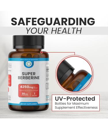 Truemed Super Berberine Supplement 4250mg | High Potency Berberine with Ceylon Cinnamon & Dihydroberberine for Daily Wellness Cardiovascular & Metabolic Support 30 Capsules Made in USA - Buy Online on GoSupps.com