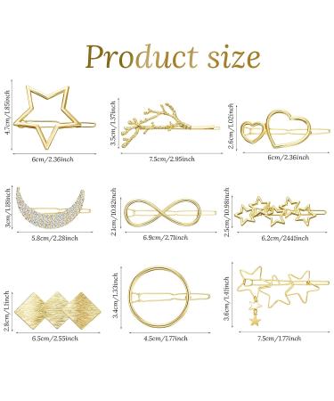 12-Piece Minimalist Gold Hair Barrettes with Rhinestone Pearl Moon Star - Women's Hair Accessories - Buy Online on GoSupps.com
