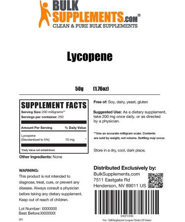 Lycopene Powder - Prostate Supplements for Men - Antioxidant & Heart Health Support - 50g - 1.76oz - Buy Online on GoSupps.com