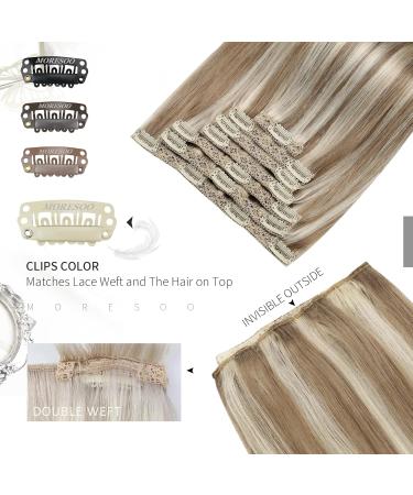 Buy Moresoo Clip-In Extensions | Real Blonde & Light Brown Remy Hair | Invisible Hair Extensions | 120g 40cm 7pcs #9A/60 | Full Head - Buy Online on GoSupps.com