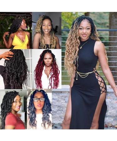 Goddess Faux Locs Crochet Hair 24 Inches 6 Packs Ombre Blonde for Black Women | Soft Pre-looped Wavy Dreadlocks with Curly Ends | Pack of 6 OT1B/27 - Buy Online on GoSupps.com