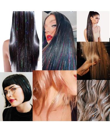 Hair Tinsel Kit with 47INCH 1200 Strands Heat Resistant Glitter Tinsel Hair Extension Sparkling Shinny Fairy Hair Accessories for Women Girls Kids Festival Party Dazzle (Silver) - Buy Online on GoSupps.com