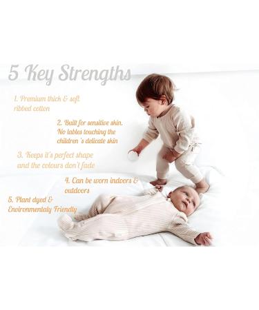 Ribbed Cotton Zip Up Baby Sleepsuits | Footed or Footless | Unisex Newborn - 2-3 Years | Shortbread - Buy Online on GoSupps.com