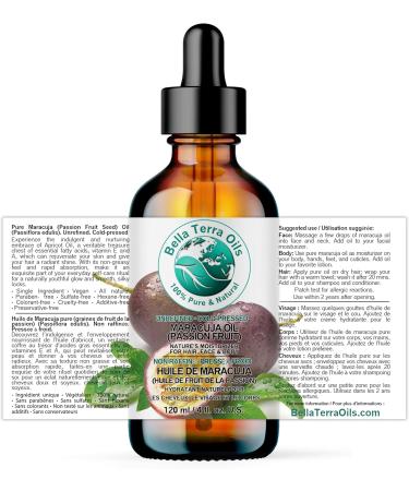 Pure Maracuja Oil for Lustrous Hair & Radiant Skin Lightweight & Non-Greasy 120 ml. Bella Terra Oils 120 ml (Pack of 1) - Buy Online on GoSupps.com