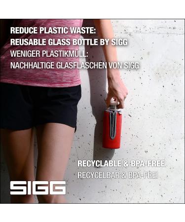 SIGG Glass Water Bottle Stella Red 17 oz - Leakproof with Neoprene Pouch - BPA Free & Dishwasher Safe - Eco-friendly Recycled Glass - Buy Online on GoSupps.com