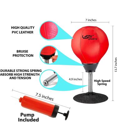 Laser Sports Desktop Punching Bag - Stress Buster with Suction Cup | Heavy Duty Desk Punch Ball for Office & Home - Fun Gift for Kids & Adults - Buy Online on GoSupps.com