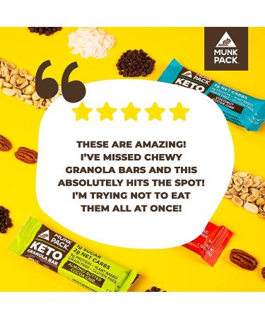 Munk Pack Keto Granola Bars - Gluten, Grain & Soy Free | Nutritional Snacks for Kids & Adults | Chewy, Delicious Plant Based Bars | No Sugar Added, On the Go Lunch Snacks - 6 Pack Variety Pack - Buy Online on GoSupps.com