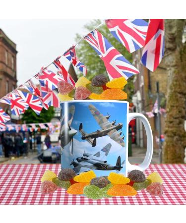 VE Day Battle of Britain WWII Iconic War Planes Spitfire Lancaster Personalised Mug with Choice of Sweets Gift - Buy Online on GoSupps.com