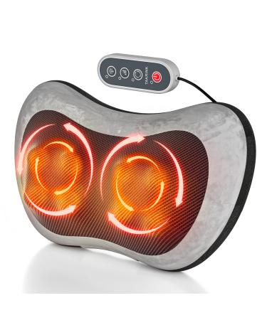 Takrink massage pillow Shiatsu massage device for back with 8 knots 3 speed levels adjustable with remote control mixed fabric for neck back and shoulders gift for parents women