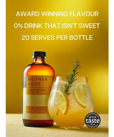 Mother Root Ginger Switchel 480ml: Award-Winning Alcohol-Free Aperitif with Ginger & ACV for 20 Drinks | Bold Flavors | Mix with Tonic/Soda - Buy Online on GoSupps.com