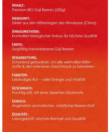  Tausendkraut Organic Goji Berries (250g) Superfood Superior Quality from Deep Tibetans Thousand Herbs - Buy Online on GoSupps.com