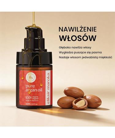  eliksir maroka Argan Oil 100% Organic Deodorized 60ml | Odourless Formula Cold Pressed Hair Face and Body Care - Buy Online on GoSupps.com