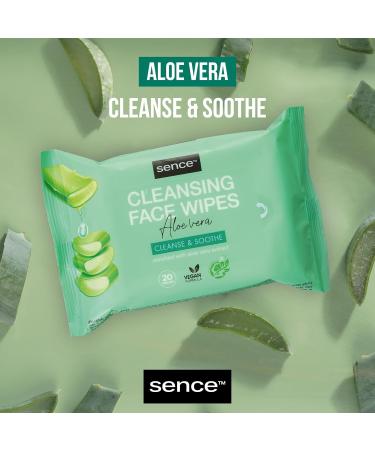 Sence Sence Pack of 6 packs of 20 aloe vera facial cleansing wipes with citric acid vitamin A vitamin C and panthenol vegan facial cleansing wipes facial care - Buy Online on GoSupps.com