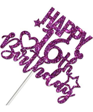 Tenhaisi Glitter Purple Happy 16th Birthday Cake Topper Funny 16th Birthday Cake Topper - Happy Sweet 16 Cake Picks for Girl - Cheers to 16 Years Birthday/Wedding Anniversary Party Supplies - Buy Online on GoSupps.com