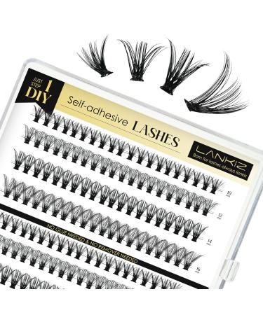 Lankiz Self-Adhesive Eyelashes - 160pcs No Glue Required 40D C Curl DIY Reusable Individual Eyelash Extensions - Buy Online on GoSupps.com