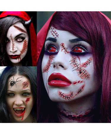 Halloween Temporary Tattoos Kit - 236+ PCS, Zombie Makeup, 3D Bats, Spider Web, Witch, Black Ghost, Pumpkin Face, Fake Scar Tattoo Stickers for Kids and Adults - Buy Online on GoSupps.com