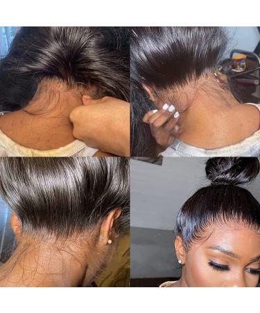 Sdamey HD Transparent 360 Lace Front Wig 18 Inch 10A Brazilian Virgin Human Hair Pre Plucked with Baby Hair 180% Density - Natural Color - Glueless Lace Frontal Closure Wig for Black Women - Buy Online on GoSupps.com