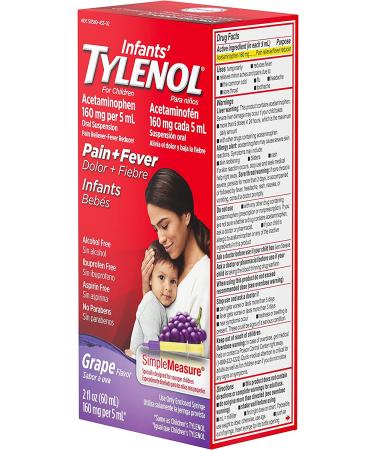 Infants' Tylenol Oral Suspension Liquid Medicine - Grape Flavor, 2 fl. oz - Buy Online on GoSupps.com