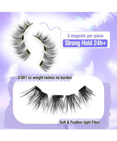 ALICE Magnetic Eyelashes Kit Natural Cat Eye False Eyelashes with Magnets and Magnetic Lash Applicator Reusable Faux Mink Magnetic Lashes Kit Easy to Use No Glue Needed D27 - Buy Online on GoSupps.com