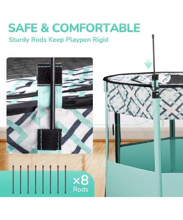 Portable Pet Playpen for Indoor Outdoor Travel | Foldable Exercise Kennel Tent for Dogs, Cats, Rabbits | Large Size with Free Carrying Case | Green - Buy Online on GoSupps.com