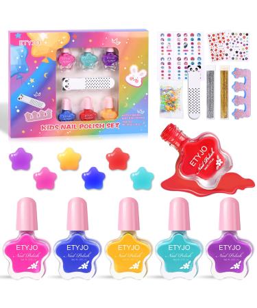 Etyjo nail polish children - removable water -based children nail polish girls non -toxic 6 colors quick -drying children nail polish non -toxic nail set girl glitter gift kit