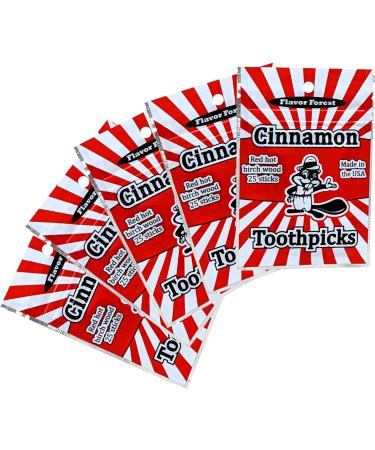 Classic Hot Cinnamon Flavored Toothpicks USA-Made Quit Smoking - 5 Packs (125 Picks Total)