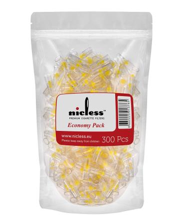 Nicless Premium Cigarette Filters 8mm - Disposable Cigarette Holder and Tar-Nicotine Filtration System for Normal/King Size Cigarettes | 300 Filters 300 Count (Pack of 1)