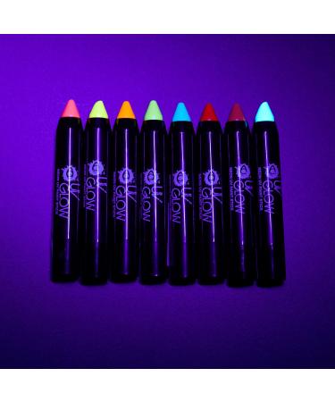 UV Glow Neon Face Paint Stick - Set of 8 | Genuine & Original | Glows Brightly Under UV Light - Buy Online on GoSupps.com
