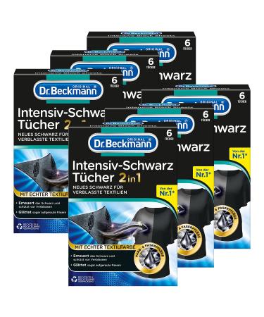 Dr. Beckmann Intensive Black Wipes | For intensive black and smooth fibers | 6x 6 wipes pack of 6