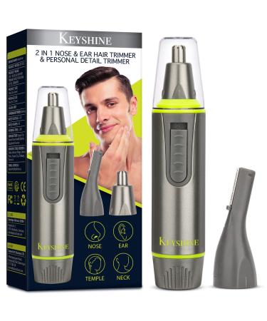 2 in 1 Ear & Nose Hair Trimmer for Men and Personal Trimmer,Painless Facial Hair Trimmer for Men, Easily Clean up Necklines, Sideburns, Eyebrows, Nose and Ear Hair, and More.