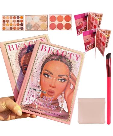 Christine Makeup Book Palette, 82 Color Eyeshadow Palette Colorful Makeup, Eye Shadow Palette Makeup Book, Christine 3-in-1 Palette Notebook Eye Shadow + Highlighter + Blush (2pcs)