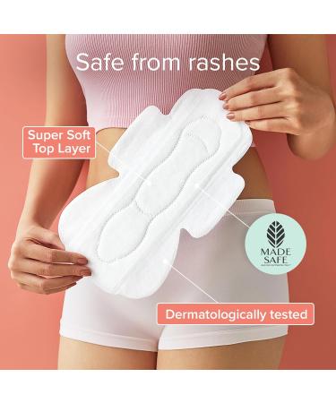 Nua XL Sanitary Pads for Heavy Flow - 320mm - Pack of 12 with Disposal Cover | Ultra Thin, Soft & Comfortable | Wider Back Design | Zero Toxins | Rash Free - Buy Online on GoSupps.com