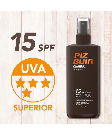 Piz Buin Allergy Sun Sensitive Skin Spray SPF 15 200ml SPF15 200 ml (Pack of 1) - Buy Online on GoSupps.com
