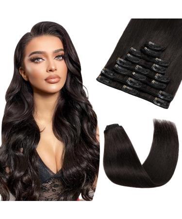 Extensions real hair clip in 100% remy real hair hair extensions smooth 8 tresse 18 clips thin 50cm / 70g ( #1b natural black) 50cm / 70g #1b natural black