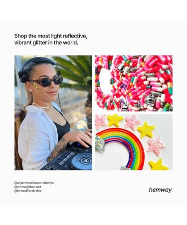 Hemway Premium Ultra Sparkle Fluorescent Yellow Glitter | Extra Chunky Metallic Flake for Arts Cosmetics Resin & Festivals - 100g - Buy Online on GoSupps.com