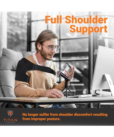 Premium Shoulder Brace for Men - Rotator Cuff Support Adjustable Compression Wrap & Sling for Pain Relief & Injury Recovery (L-XXL - Buy Online on GoSupps.com