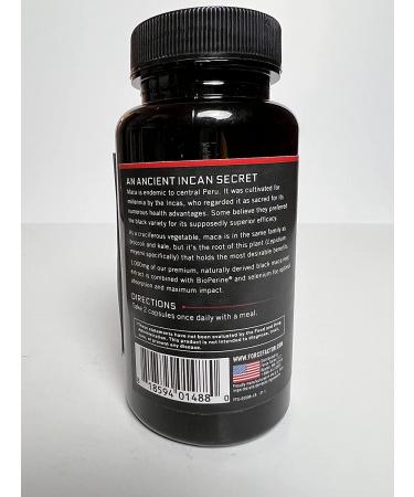 Black Maca Root Vitality Supplement for Men - 1000mg 60 Capsules - Natural Maca Negra Extract - Superior Absorption and Power - Force Factor Fundamentals Series - Buy Online on GoSupps.com