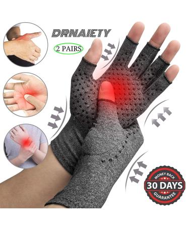 4 Pairs Arthritis Compression Gloves (2 Black + 2 Grey) - Relieve Arthritis Pain - Anti-Slip Grip for Women & Men - Buy Online on GoSupps.com