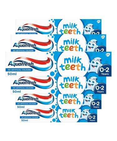 Aquafresh Milk Teeth Toothpaste for Baby Teeth 0-2 Years 50ml - Pack of 6 Mild 50 ml (Pack of 6)