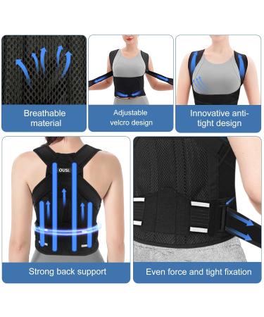 Posture Corrector Back Support Brace - Adjustable Neck & Shoulder Support for Men & Women - XL Lumbar Straightener Straps for Better Posture - Buy Online on GoSupps.com