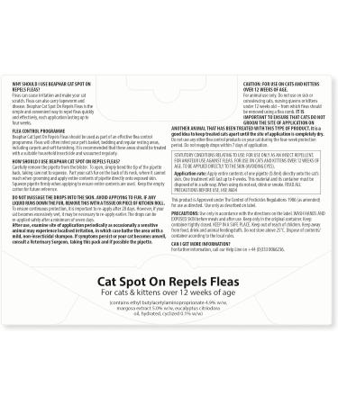 Beaphar Cat Spot On Four Week Protection Flea Repel Solution - Buy Online on GoSupps.com
