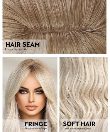 Wokestar Long White Blonde Wig for Women - Synthetic Hair with Curtain Fringe - Buy Online on GoSupps.com