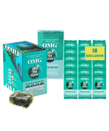 Koreafood OMG OH My Gim Seaweed Sea Salt & Gr ntee 4G * 18er with gift packaging vegan dryed seatang Nori Korean food dried algae chip Korean food ideal as a gift