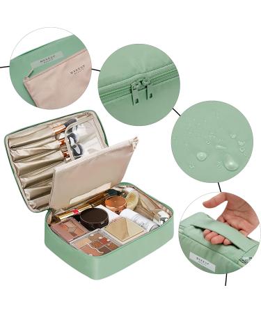 Large Waterproof Cosmetic Bag - Portable Makeup Organizer for Women & Girls - Green Travel Bag with Brush Compartment - Buy Online on GoSupps.com