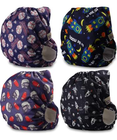 Littles and Bloomz Baby Reusable Pocket Cloth Diaper Standard Popper - Set of 4 Nappies - Buy Online on GoSupps.com