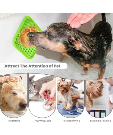 Q Line Licky Mats for Dogs - 2 Pack Slow Feeder with Strong Suction Cups - Soothes Anxiety Promotes Dental Health - Includes Spatula & Brush - Perfect for Bathing Grooming Training (Blue Green) - Buy Online on GoSupps.com