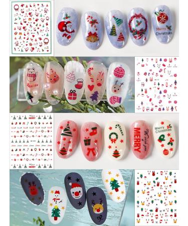 EBANKU Christmas Nail Art Stickers Decals 12 Sheets 3D Self-Adhesive Christmas Snowflake Elk Santa Adhesive Sticker Silver Gold Color Manicure for Christmas Decorations (Multicolored) - Buy Online on GoSupps.com