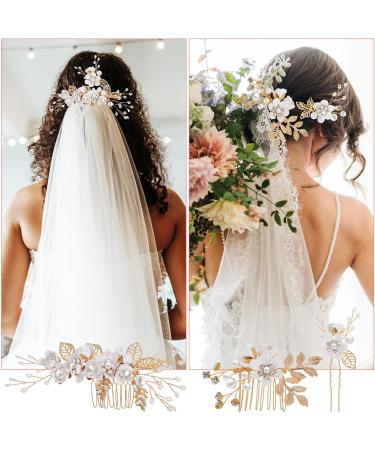 Didiseaon Flower Bridal Combs Bridal Flower Hair Accessory Rhinestone Hairpin Rhinestones Wedding Side Comb Handmade Flower Pearl Hairpin for Wedding Bridal - Buy Online on GoSupps.com