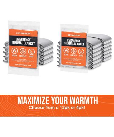 Go Time Gear Emergency Blankets - 4 Pack of Mylar Space Blankets for Camping, Hiking & Survival Kits - Buy Online on GoSupps.com