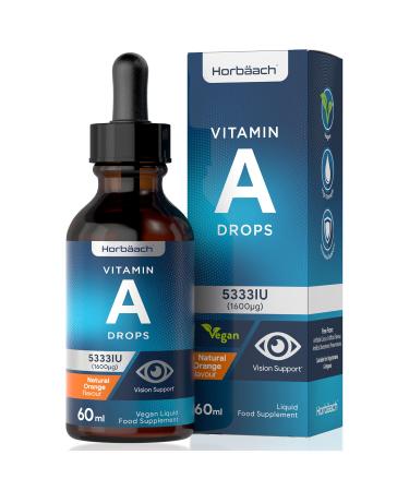 Vitamin A Drops 5333 IU | 60ml Vegan Liquid | High Strength Retinol Supplement | by Horbaach